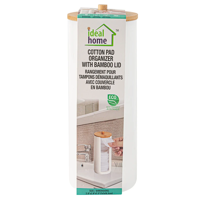 Ideal Home Cotton Pad Oranizer with Bamboo Lid