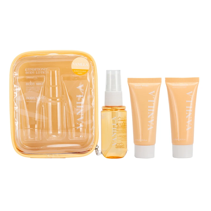 Women's 3pcs Bag Set VANILLA 25ml/0.85oz Body Lotion 25ml/0.85oz Body Wash 20ml/0.68oz Body Mist