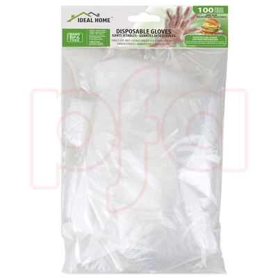 41043, Ideal Home Disposable Gloves 100PK, 191554410435