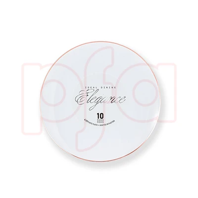 36226, Elegance Plate 6.3" White + Rim Stamp Rose Gold, 191554362260