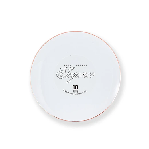 36226, Elegance Plate 6.3" White + Rim Stamp Rose Gold, 191554362260
