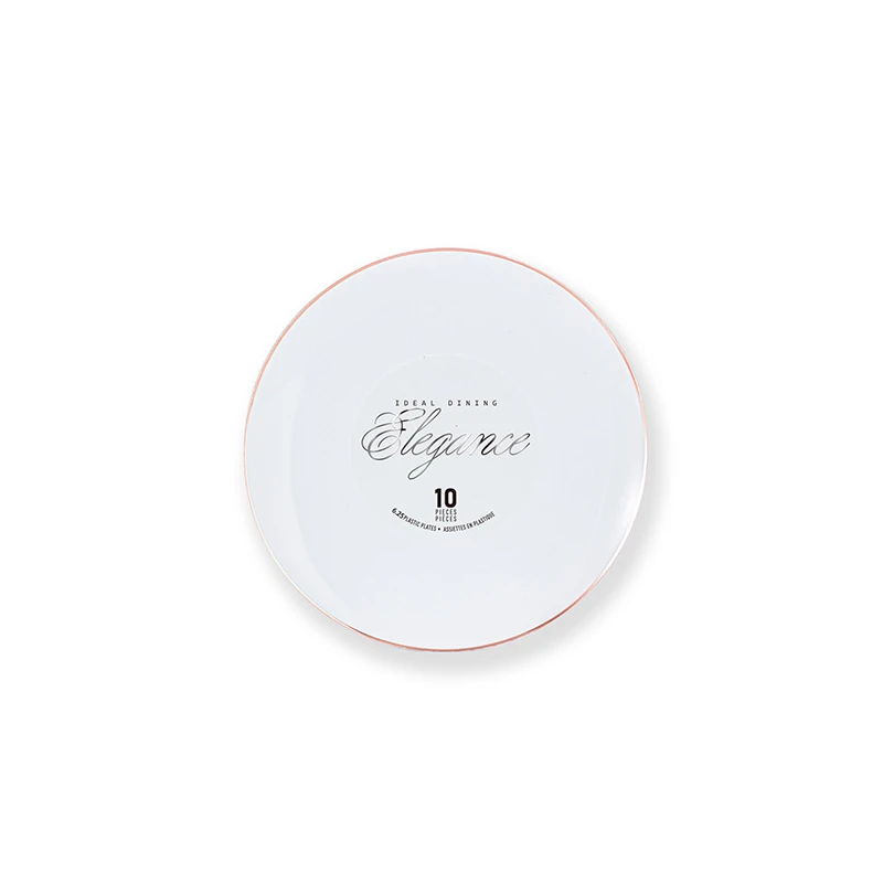 Elegance Plate 6.3" White + Rim Stamp Rose Gold