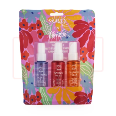 89328, Solo En Ibiza Women's 3pcs Bag Set 1.02.ozBodyMist BARCELONA BLISS MADRID MUSE VALENCIA VIBES, 191554893283