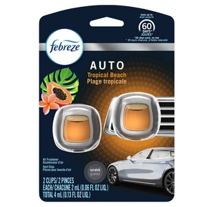 FCV2TPB, Febreze Car Vent 0.06floz 2PK Tropical Beach, 037000719816