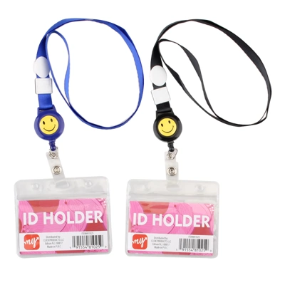 81025, ID Card Holder Extendable w/ Smile Face, 191554810259