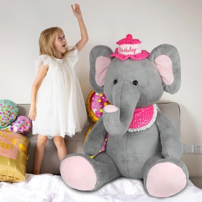 X004C5G0ZJ, Cudhug Giant Elephant  32" Birthday Stuffed Animal, x004c5g0zj