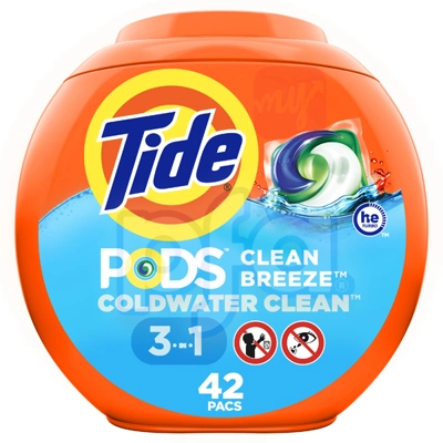 TDPD42CB, Tide Laundry Pods 42Count Clean Breeze, 037000009986
