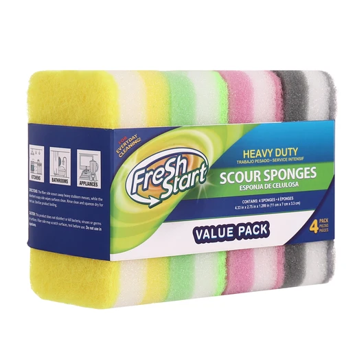 32218, Fresh Start Heavy Duty Scour Sponges 4PK -Assorted Colors, 191554322189