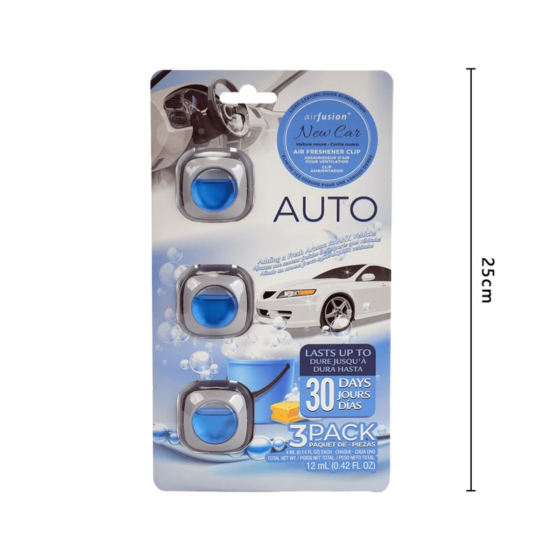 Air Fusion Air Freshener Clips New Car 3 Pack