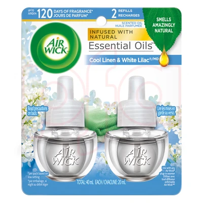 AWO2CLWL, Air Wick Oil 2Pack Cool Linen & White Lilac, 062338822914