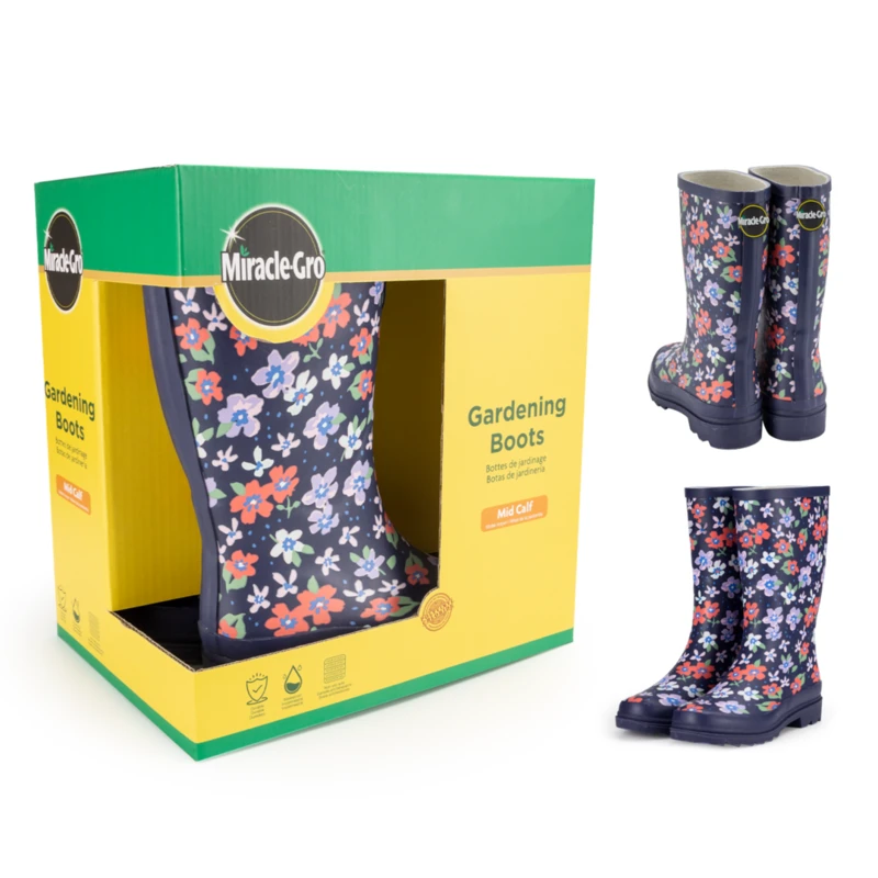Miracle.Gro Gardening Rain Boots Mid Calf Floral 7-10 30*19.5*30.2cm