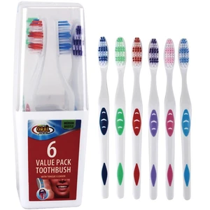 68003, Oral Fusion Toothbrush 6PK Medium w/ Holder, 191554680036