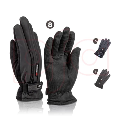 11100, Thermaxxx Winter Ski Gloves Men Zipper Pocket w/ Grip Dots, 191554111004