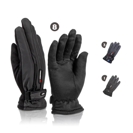 11100, Insulated Winter Ski Gloves Men Zipper Pocket w/ Grip Dots, 191554111004
