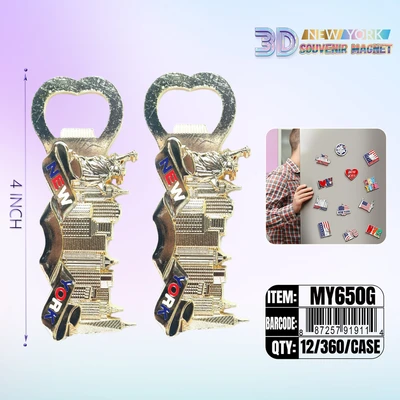 MY650G, New York Souvenir M. Metal Magnet Gold, 887257919114