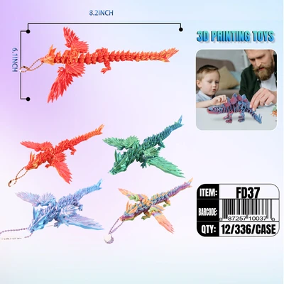 FD37, 3D 3D Printed 8.2" Crstal Dragon, 887257100376