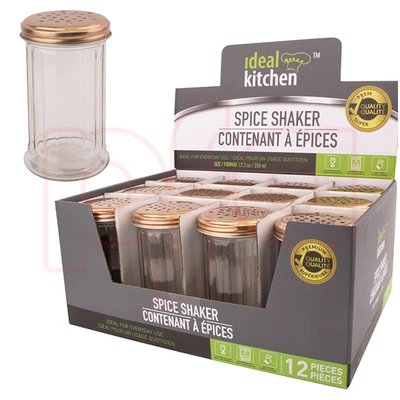 33039, Ideal Kitchen Glass Spice Dispenser 10.8oz Rose Gold, 191554330399