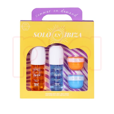 89515, Solo En Ibiza BARCELONA BLISS/VALENCIA VIBES 4pcs Set 2 2×100ml/3.4ozBodyMist 2×30g/1.06.ozBodyCream, 191554895157