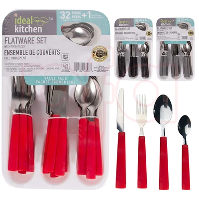 56398, Ideal Kitchen 32PK FLATWARE SET WITH ORGANIZER, 191554563988