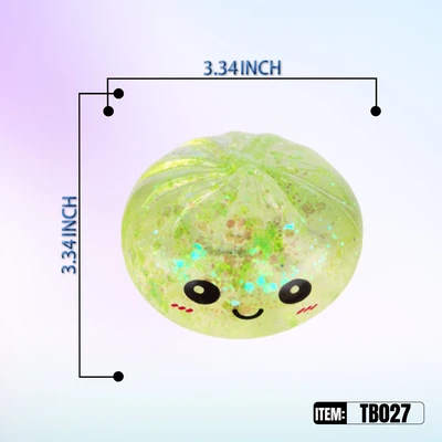 TB027, Ralex Squishy Dumplings Glitter Surprise Gold 3.35", 887258010278