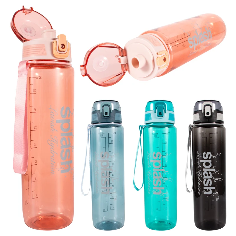 Splash Plastic Bottle 33.8oz Flip Cap w/ Lock & Strap