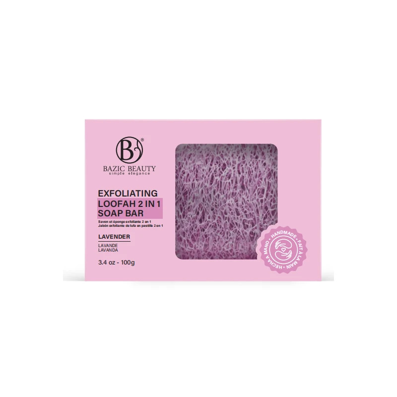 Bazic Beauty Exfoliating Loofah 2in1 Soap Bar 3.4oz/100g Lavender