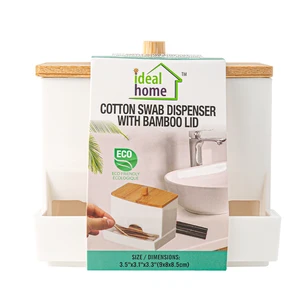 38187, Ideal Home Cotton Swab Dispenser with Bamboo Lid, 191554381872