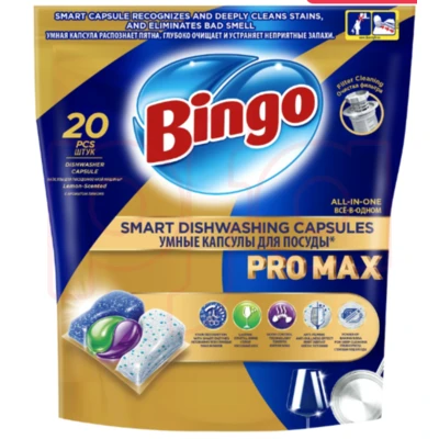 BIN-T20, Bingo Pro Max Dishwashing Capsule 20 Count 50005467, 8690536924349