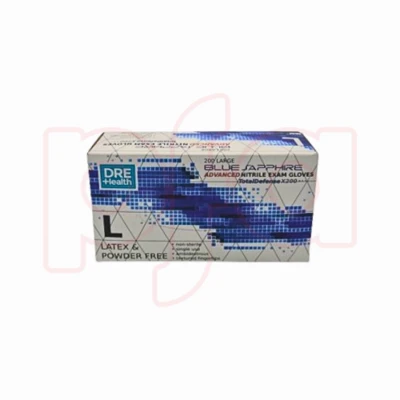 DNGB-L, Dre Health Nitrile Exam Gloves Blue 200CT Size: Large