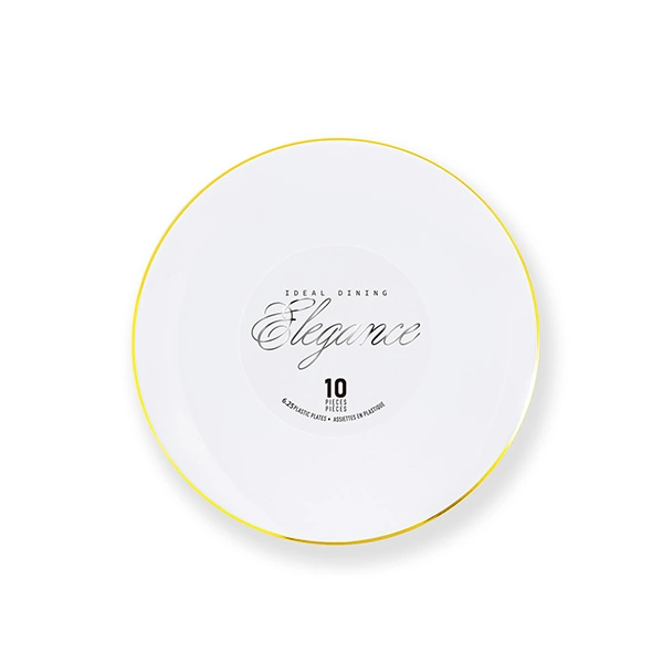 36222, Elegance Plate 6.3" White +  Rim Stamp Gold, 191554362222