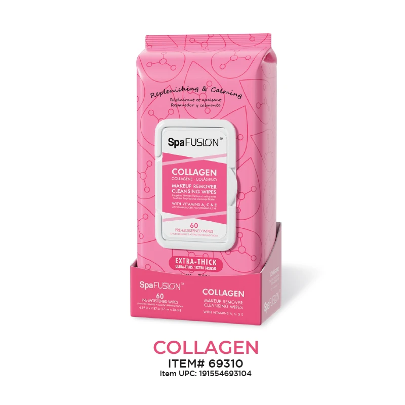 Spa Fusion Make up Remover Cleansing Wipes 60ct Collagen