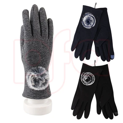 11202, Cindy Claire Ladies Fashion Gloves w/ Touch Fur Ball, 191554112025