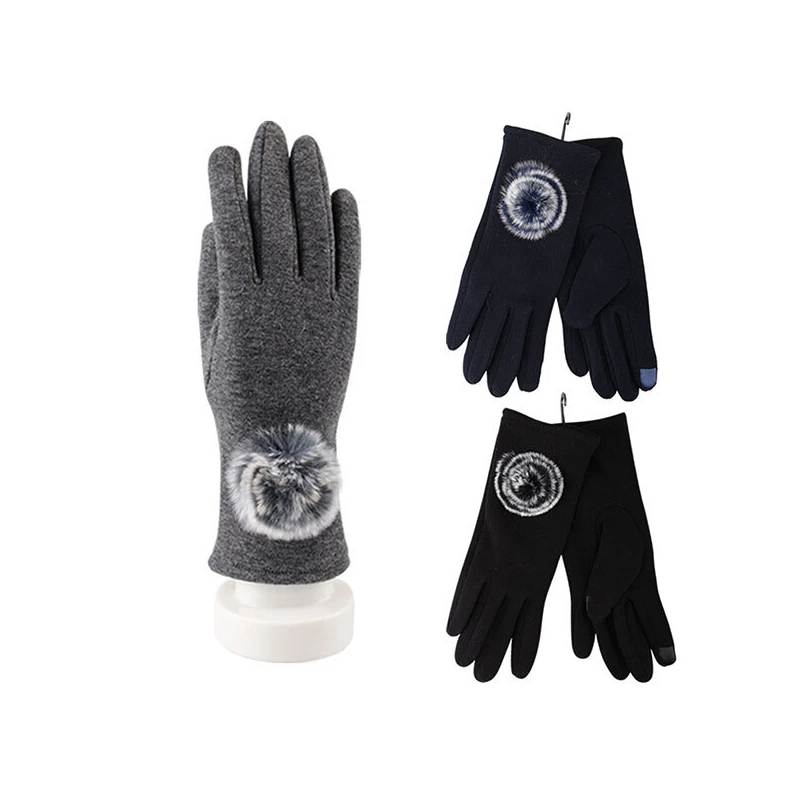 Cindy Claire Ladies Fashion Gloves w/ Touch Fur Ball