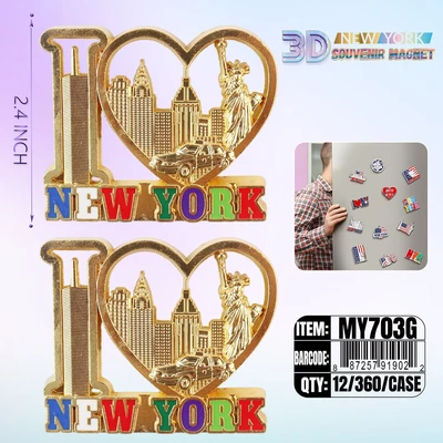 MY604G, New York Souvenir M. Metal Magnet Gold, 887257919022