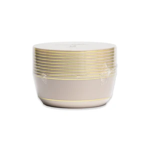 36348, Elegance Party 10PK 14oz Soup Bowl Linen+Gold, 191554363489