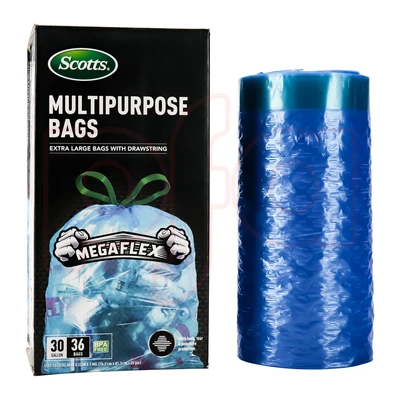 ST-30208, Drawstring Trash  Bag Flex 30 Gal 36CT Clear Blue - Scotts, 191554302082