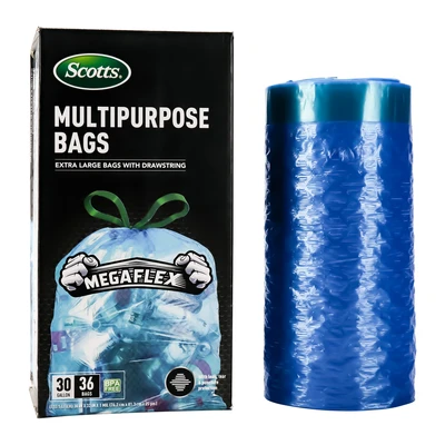 ST-30208, Drawstring Trash  Bag Flex 30 Gal 36CT Clear Blue - Scotts, 191554302082