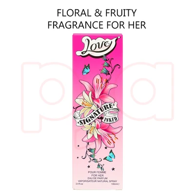 88312, Eau de Parfum 3.4 oz/100 ml Love Signature Inked for Women - United Scents, 191554883123