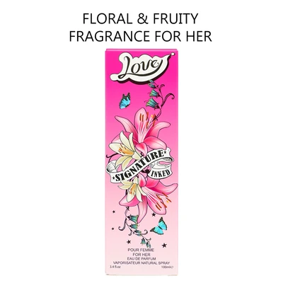 88312, Eau de Parfum 3.4 oz/100 ml Love Signature Inked for Women - United Scents, 191554883123