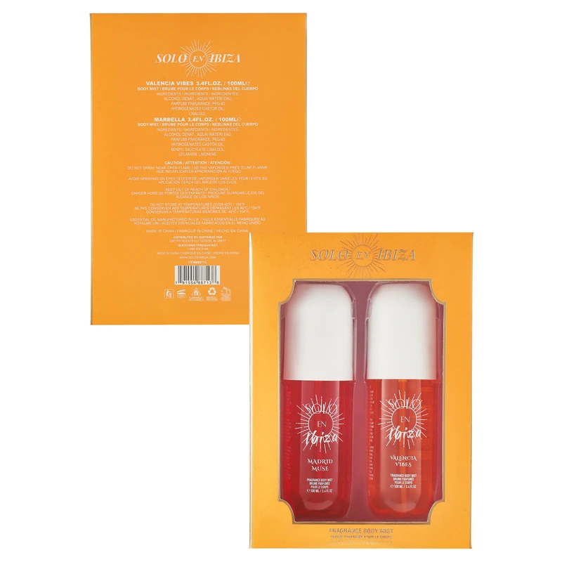 SOLO EN IBIZA VALENCIA VIBES/MADRID MUSE Women's 2*Body Mist 3.4oz/100ml