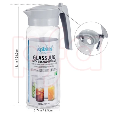 33321, Splash Glass Jug with Lid and Handle 50.72oz, 191554333215