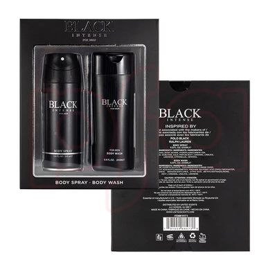 88573, Men's Aerosol Cans 2pcs Set  BLACK INTENSE   6.8fl.oz/200ml Body Spray 6.8fl.oz/200ml Body Wash, 191554885738