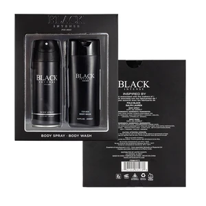 88573, Men's Aerosol Cans 2pcs Set  Black Intense  200ml/6.8fl.oz Body Spray + 200ml/6.8fl.oz Body Wash, 191554885738