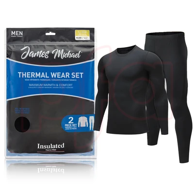 18300, James Michael Mens Thermal Set Black, 191554183001