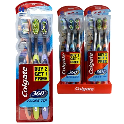 CTB-360FT3, Colgate Toothbrush 360 Floss Tip 3PK, 8901314218346