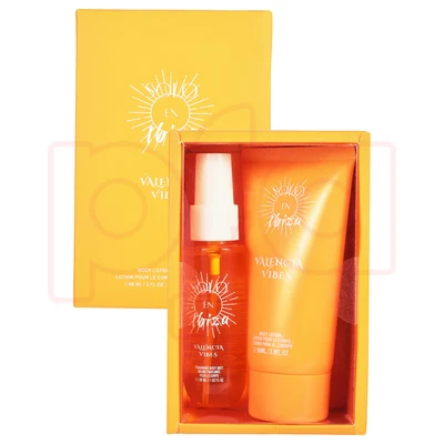 88710, SOLO EN IBIZA Women's 2pcs Mist Set  VALENCIA VIBES 1.02oz/30ml Body mist 3oz/88ml Body lotion, 191554887107