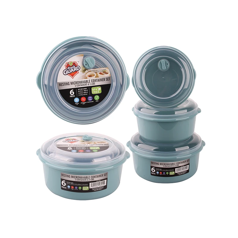 Fresh Guard Plastic Food Container w/ Vent 6PK Round