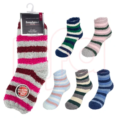 12100, Insulated Winter Socks Fuzzy Stripes, 191554121003