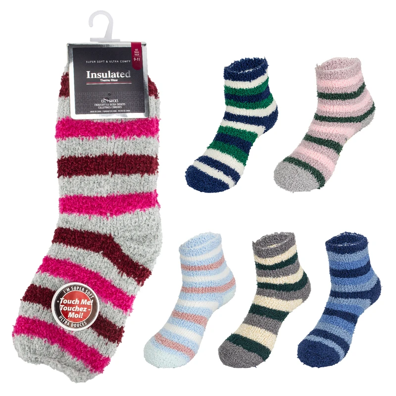 Insulated Winter Socks Fuzzy Stripes