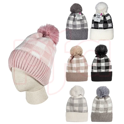 10027, Cindy Claire Ladies Pom Hat w/Fur Lining, 191554100275